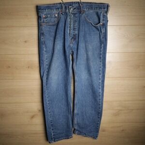 Levi's 505 Mens Jeans Medium Wash Straight Fit Denim Pants Zip Fly 38 x 30‎